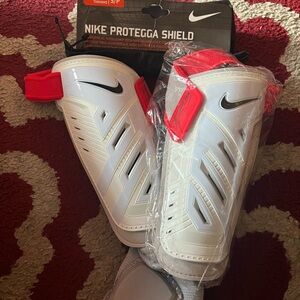Nike Protegga Shield Shin Guards in White and Red